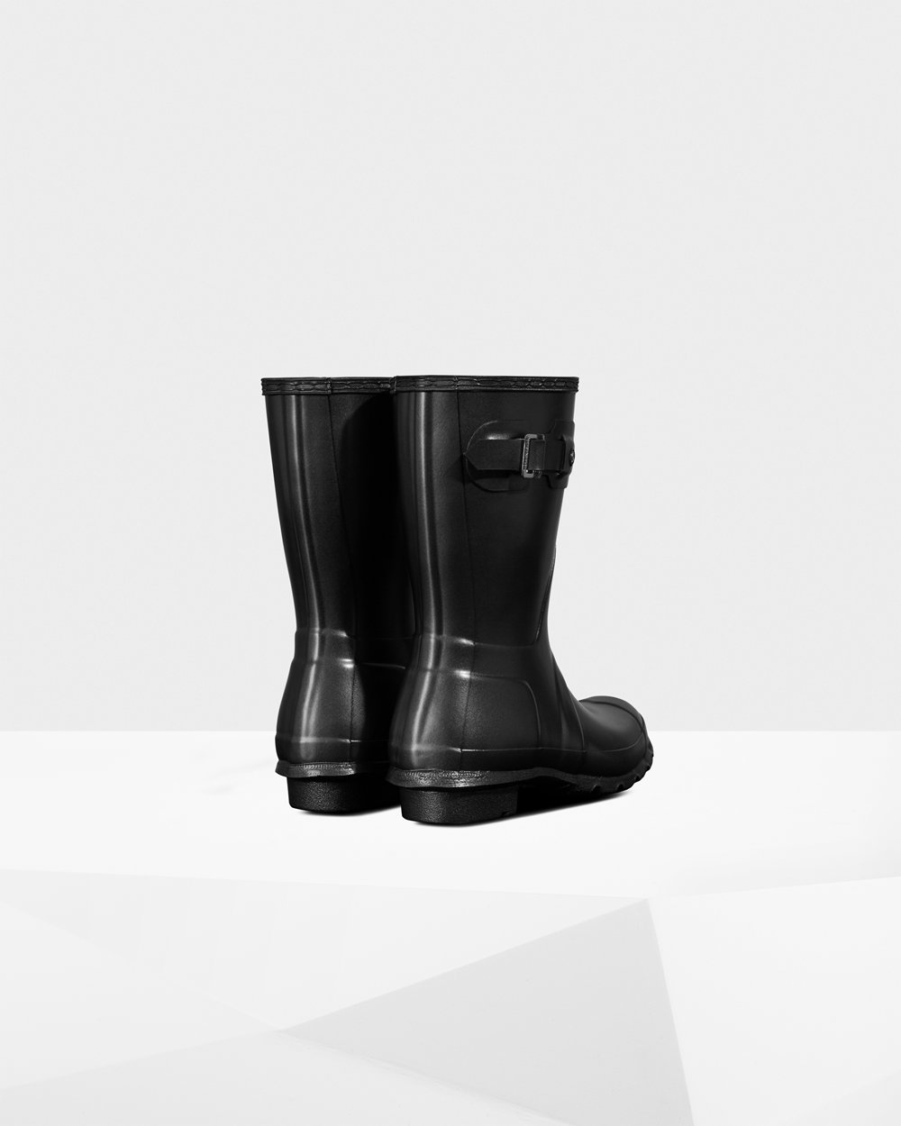 Womens Short Rain Boots - Hunter Original Pearlized (29IRZCAPG) - Black